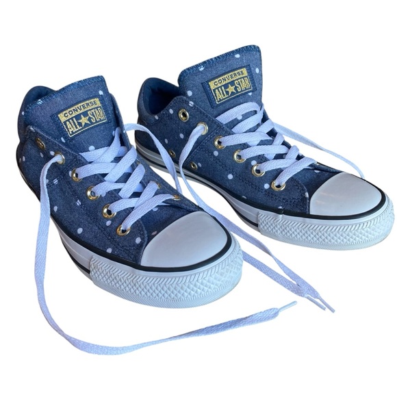 CONVERSE All*Star Madison Denim Blue and White Polka Dot NEW Women’s Sneakers 9 - Picture 3 of 13
